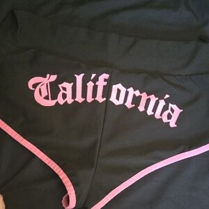 Black Shorts with Pink California Print
